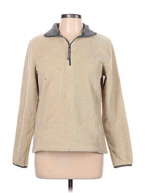 Old Navy 1/4 Zip Fleece Women's Large - Tan with Grey Collar